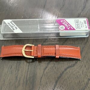 Timex Tan Leather Watch Band with Gold Buckle Vintage